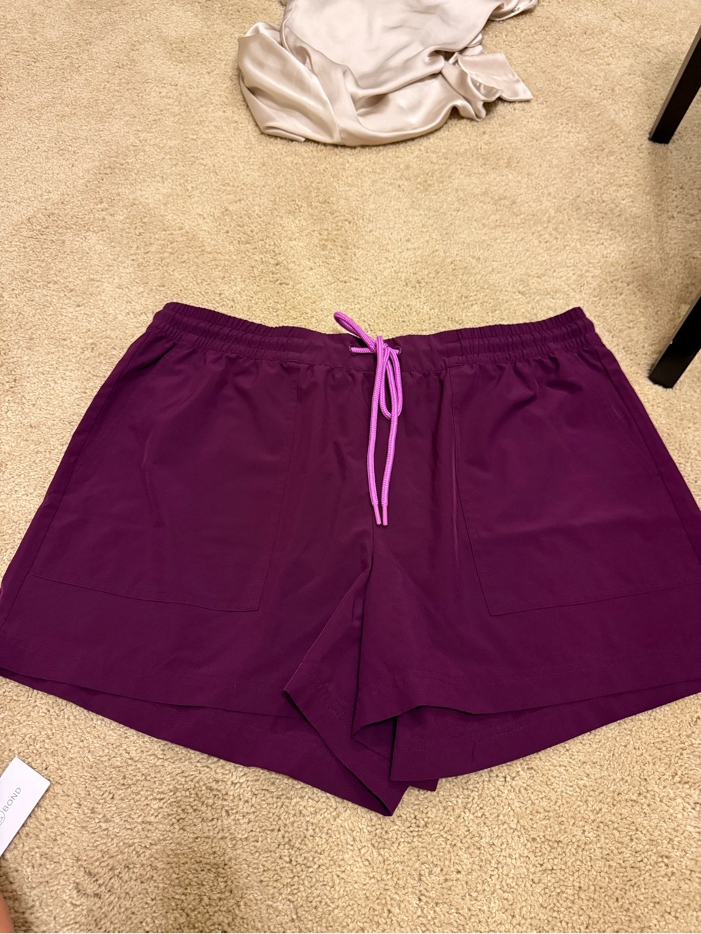 Lou & Grey Plum Athletic Shorts with Pink Drawstring